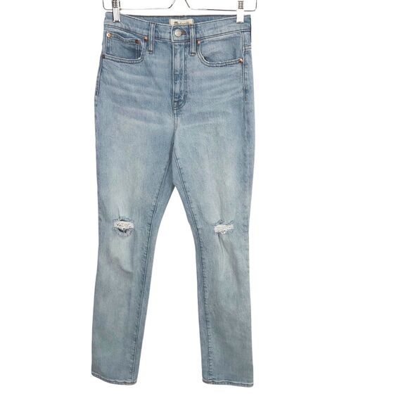 Madewell 24T The Tall High-Rise Slim Crop Boyjean Light Dumas Wash Ripped MC599 - Picture 4 of 12